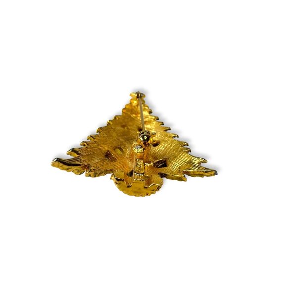 Vintage ART Mode Art Arthur Pepper Christmas Tree Brooch Gold Tone 2.09" - Picture 4 of 9